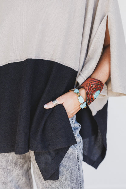 The Nest Lucky Shadow Top - Taupe Black