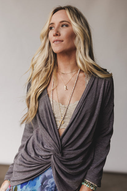 The Nest Twisted Harmony Top - Charcoal Brown