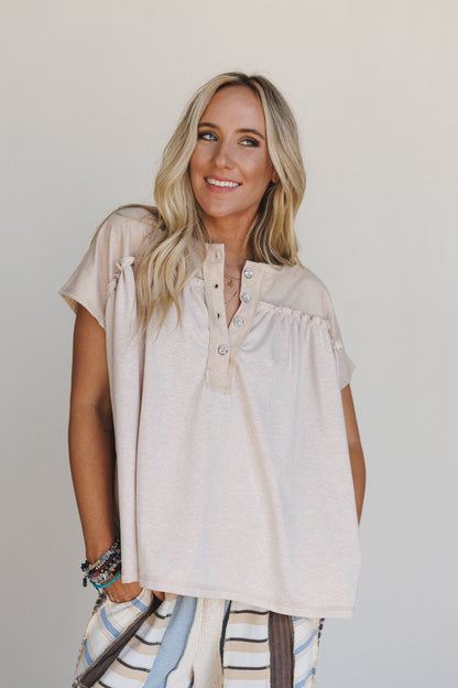 The Nest Sunset Ruffle Top - Taupe