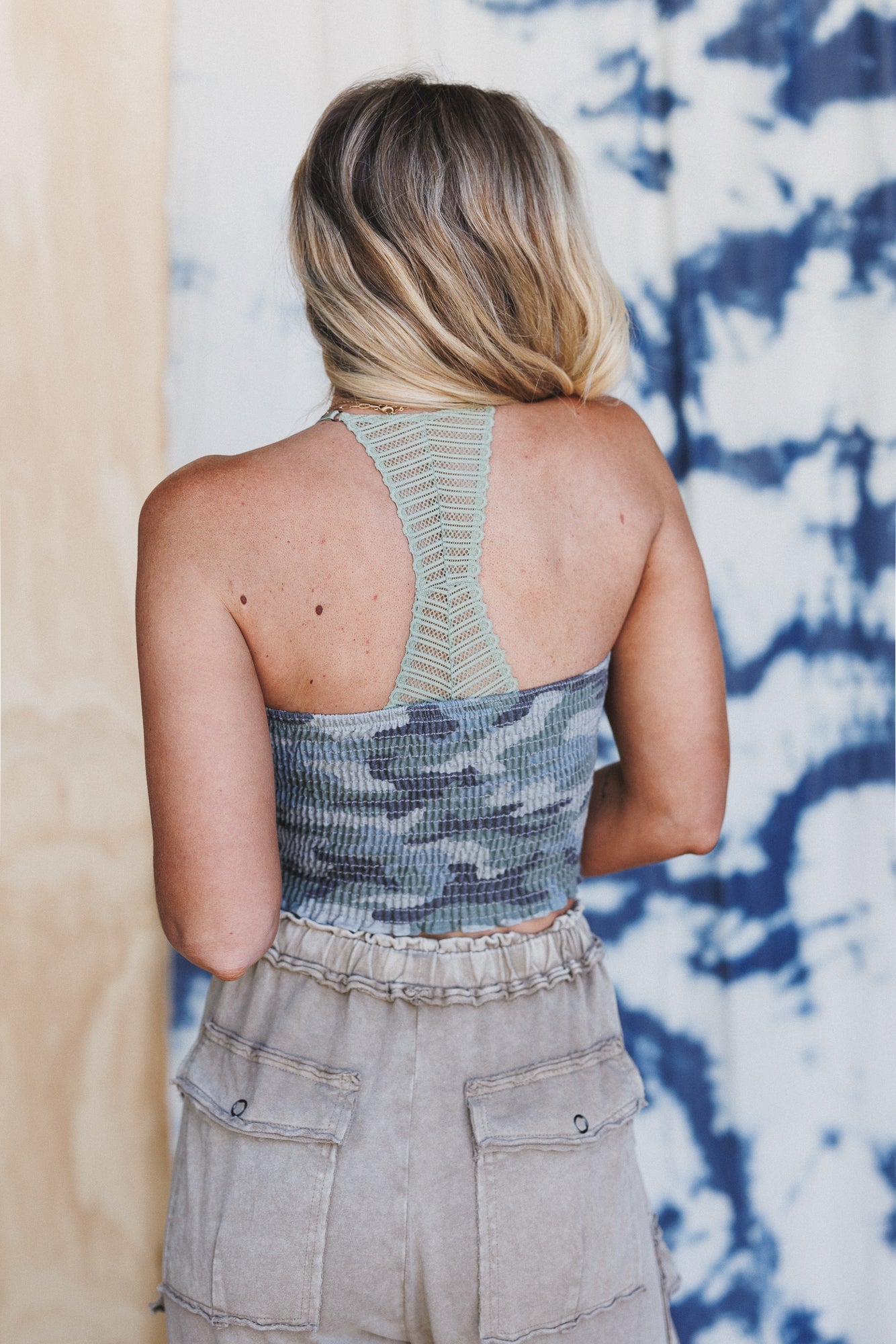 The Nest Dream In Camo Tube Top - Olive Gray