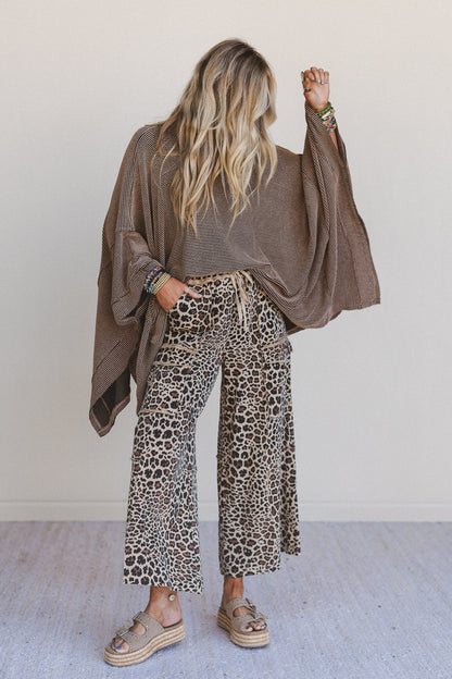 Lucky One Animal Print Cargo Pants - Mocha