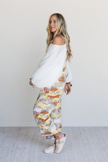 Floral Beat Overalls - Camel