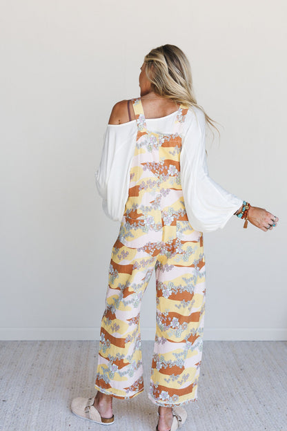 Floral Beat Overalls - Camel
