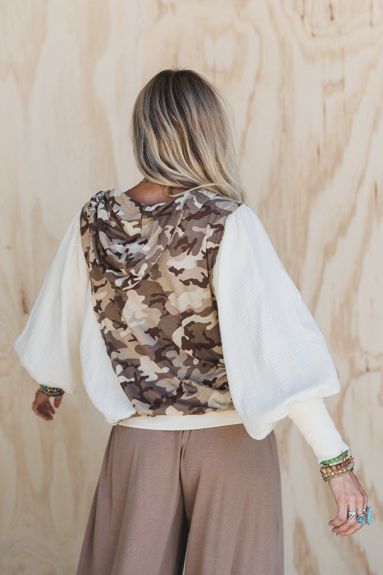 Blend In Camo Hoodie Top - Brown Camo