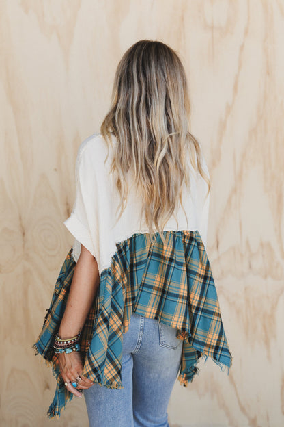 Revel Plaid V Neck Top - Multi