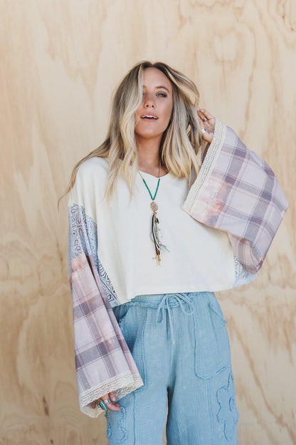 Live Easy Plaid Peace Top - Multi