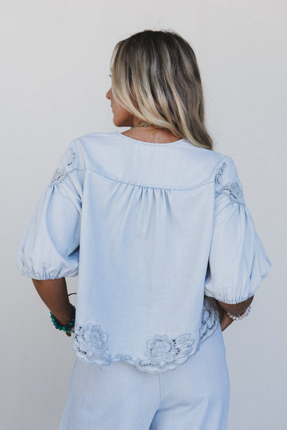 Leticia Embroidered 2 Piece Bundle - Denim