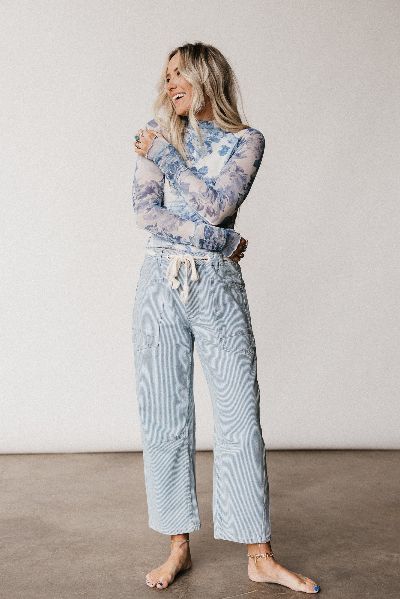 On The Fence Floral Top - Blue
