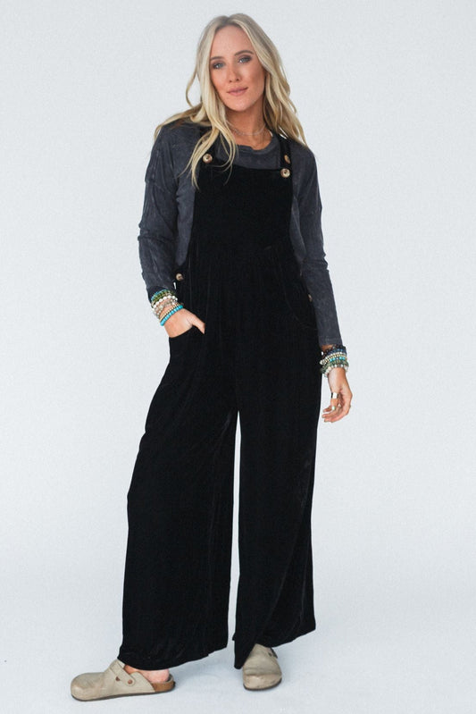 Beau Velvet Jumpsuit - Black