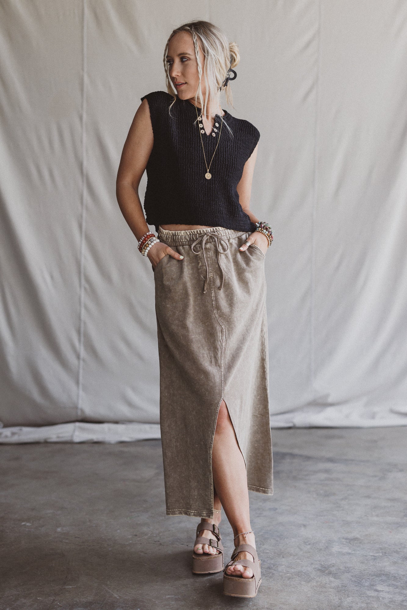 Open Skies Sweater Top - Black