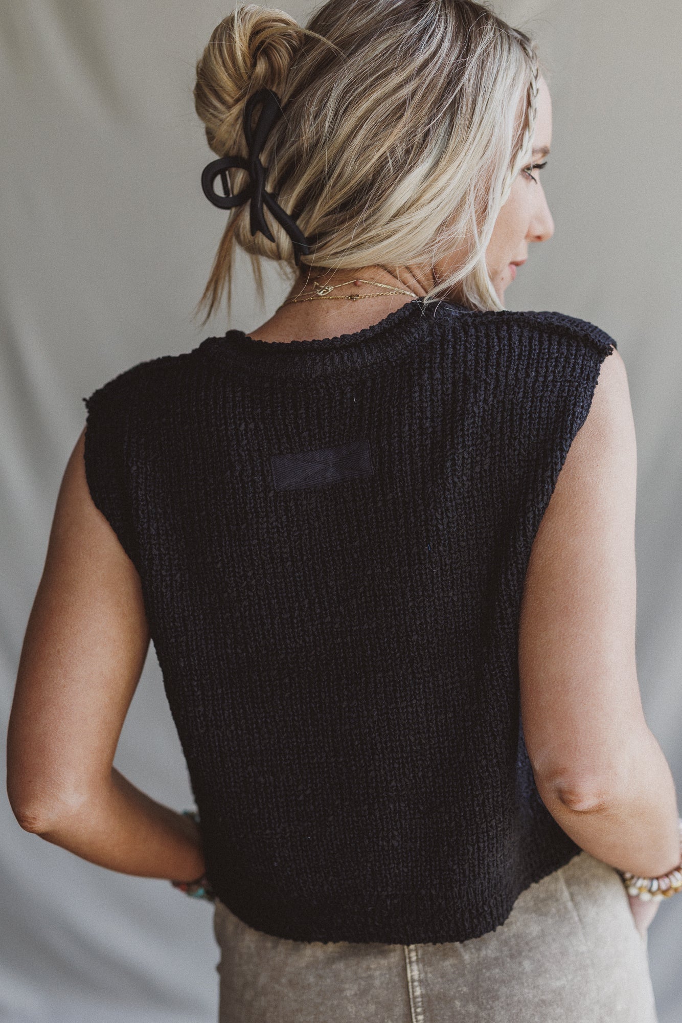 Open Skies Sweater Top - Black
