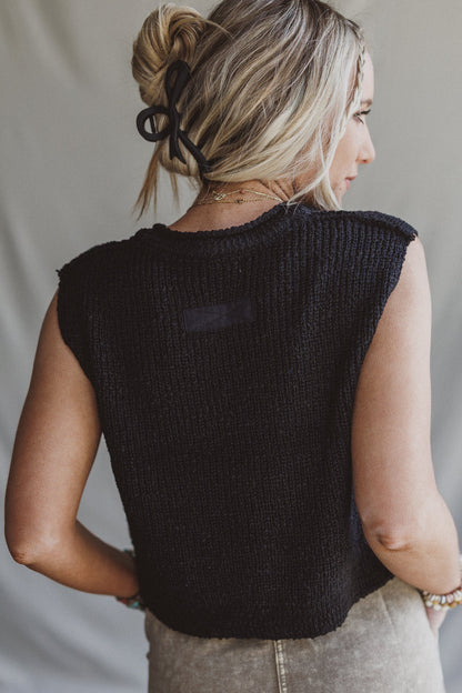 Open Skies Sweater Top - Black