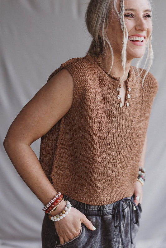 Open Skies Sweater Top - Camel