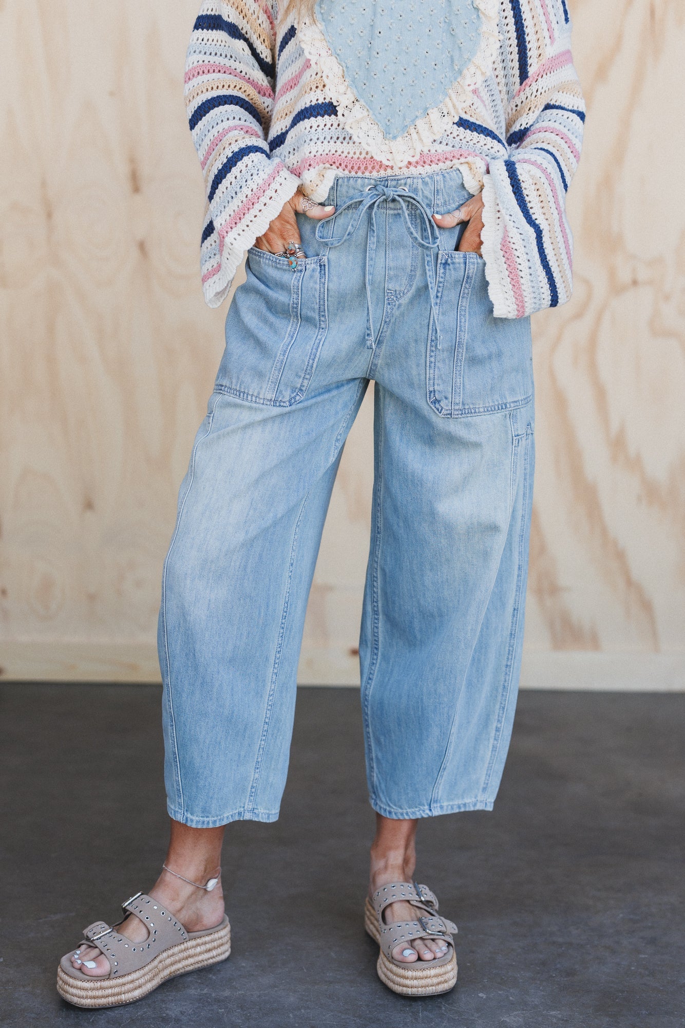 Bridgton Drawstring Barrel Jeans - Denim