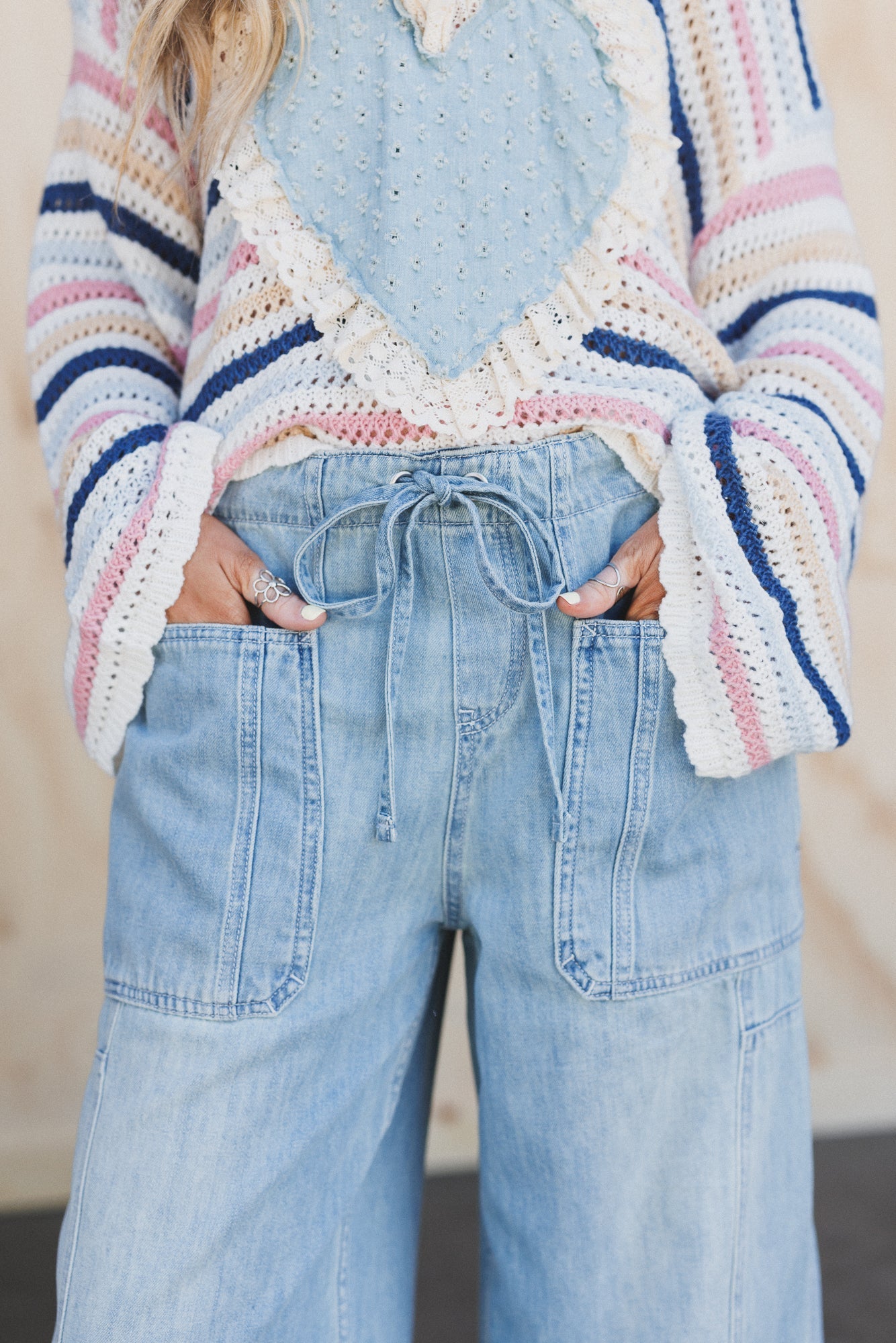 Bridgton Drawstring Barrel Jeans - Denim