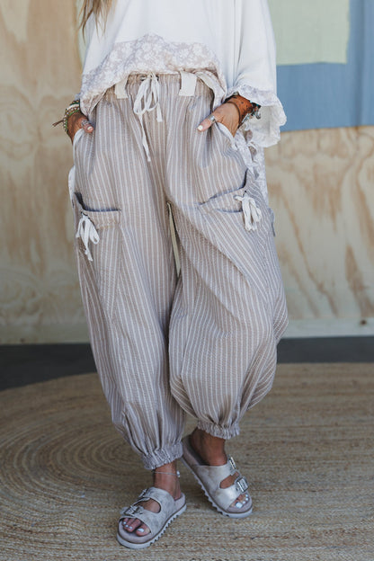 Sunday Social Striped Drawstring Joggers - Coco