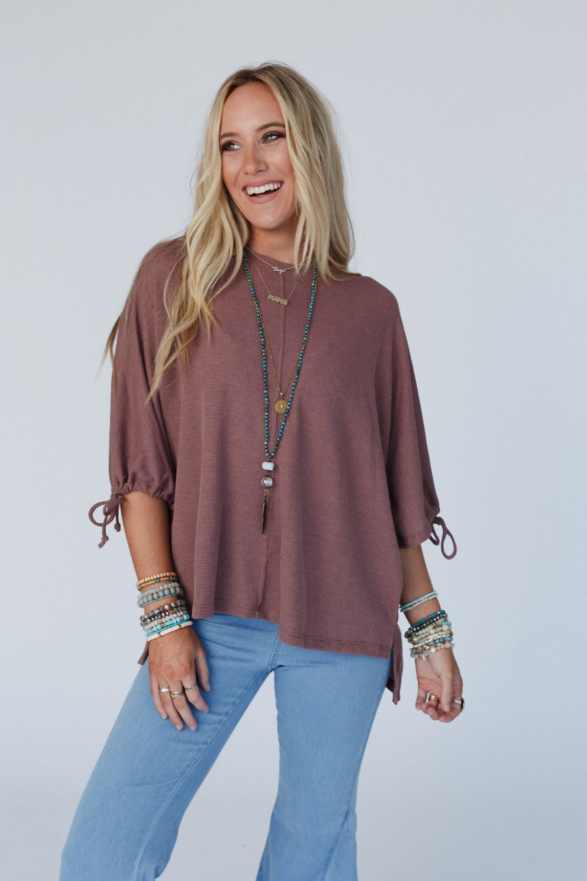 The Nest Little Lark Puff Sleeve Tee - Mulberry