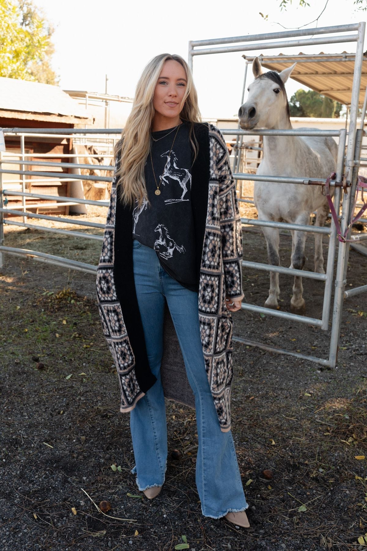 Heirloom Blooms Duster Cardigan - Black