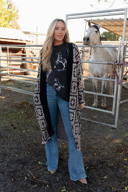 Heirloom Blooms Duster Cardigan - Black