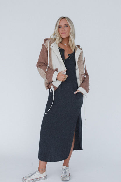 Leighton Button Up Jacket - Chocolate