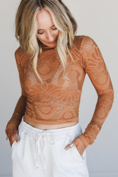 Wander Net Layering Top - Brown