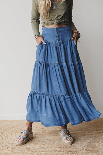 Meadow Blues Maxi Skirt - Denim