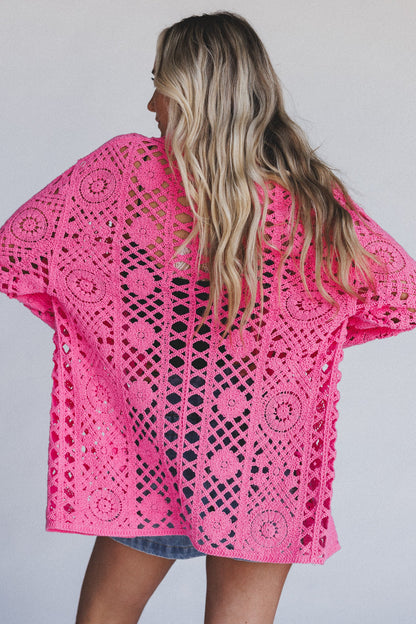 Marisela Crochet Button Down Top - Pink