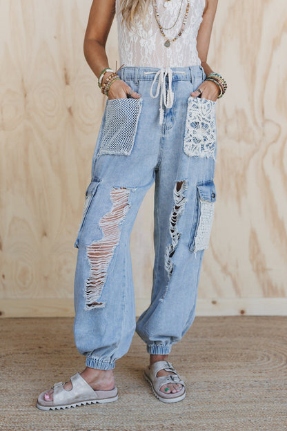 City Sky Distressed Pants - Denim