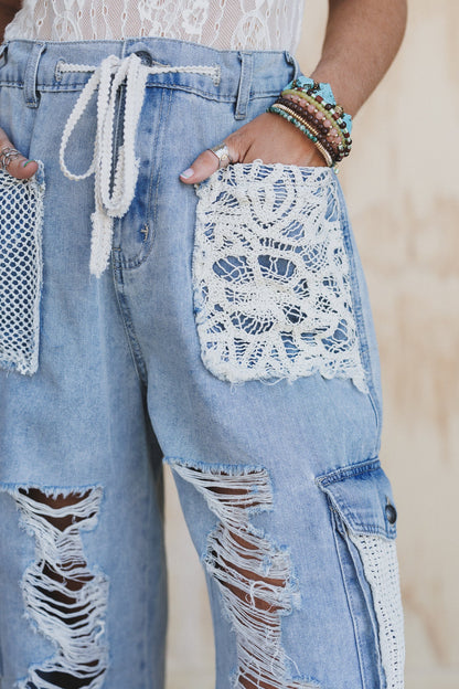 City Sky Distressed Pants - Denim