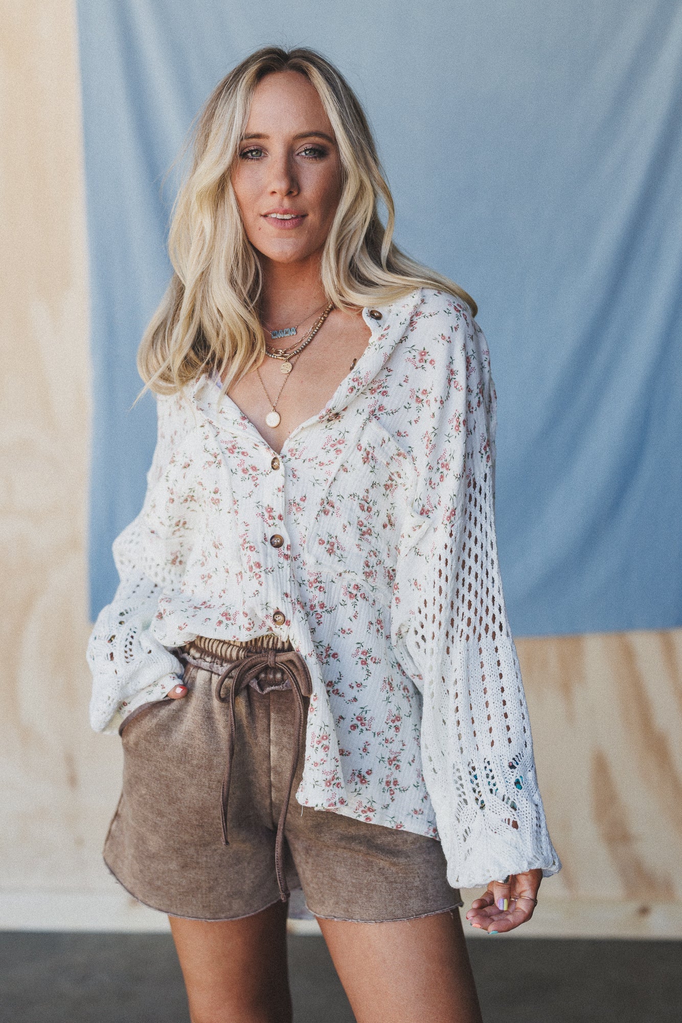 Floral Fantasia Button Down Top - Cream