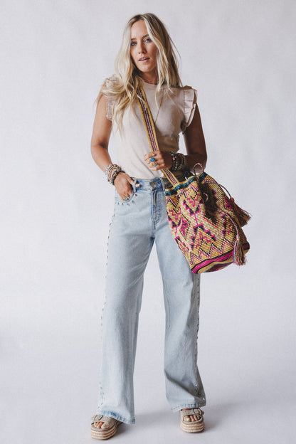 Hudson Raffia Bag - Mustard