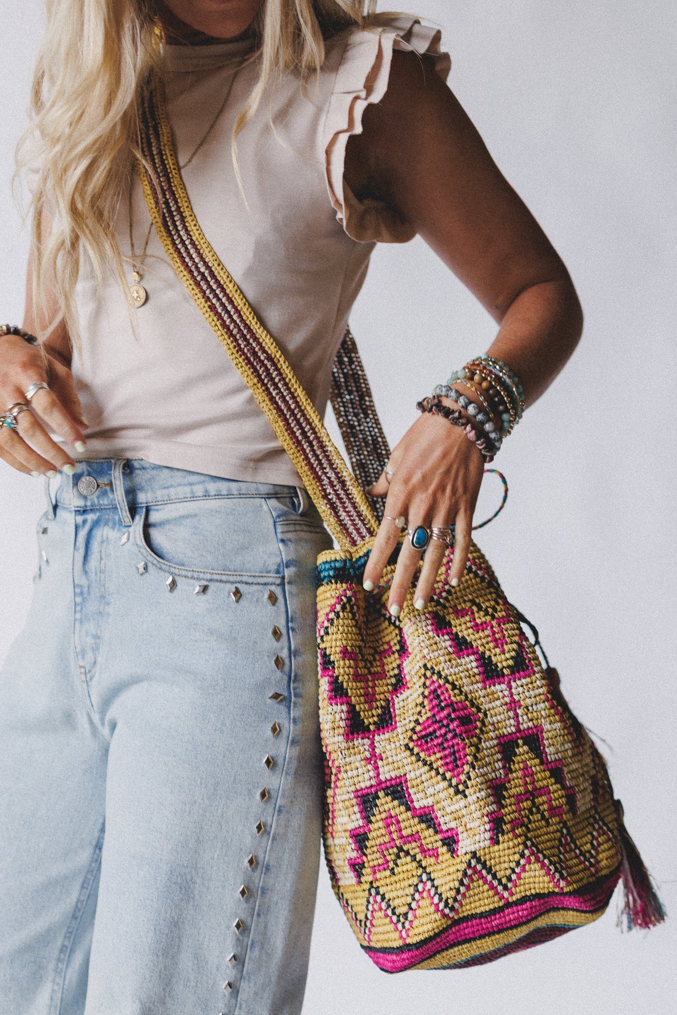 Hudson Raffia Bag - Mustard