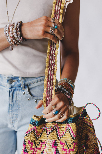 Hudson Raffia Bag - Mustard