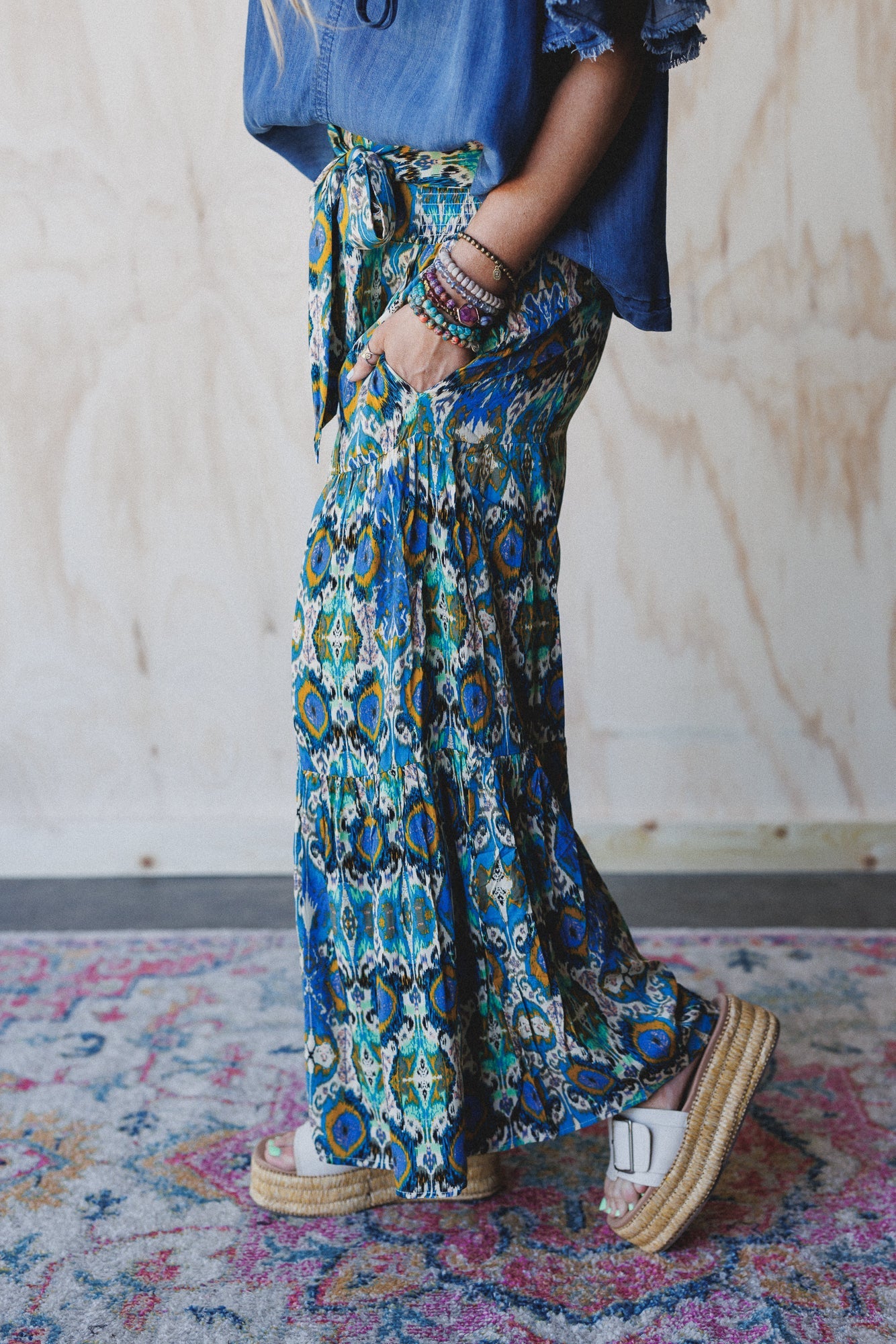 The Nest Secret Admirer Printed Pants - Blue Multi