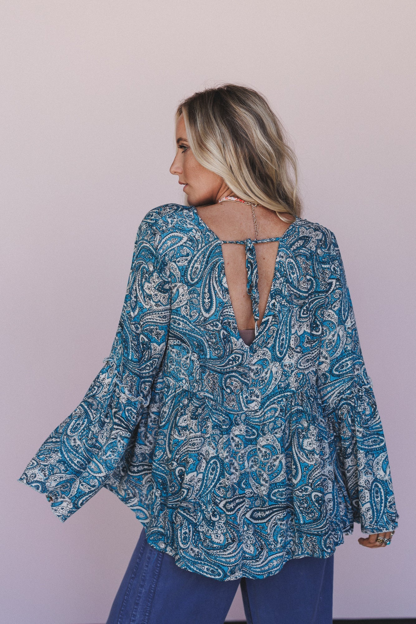 The Nest Brea Paisley Print Top - Blue Paisley Print
