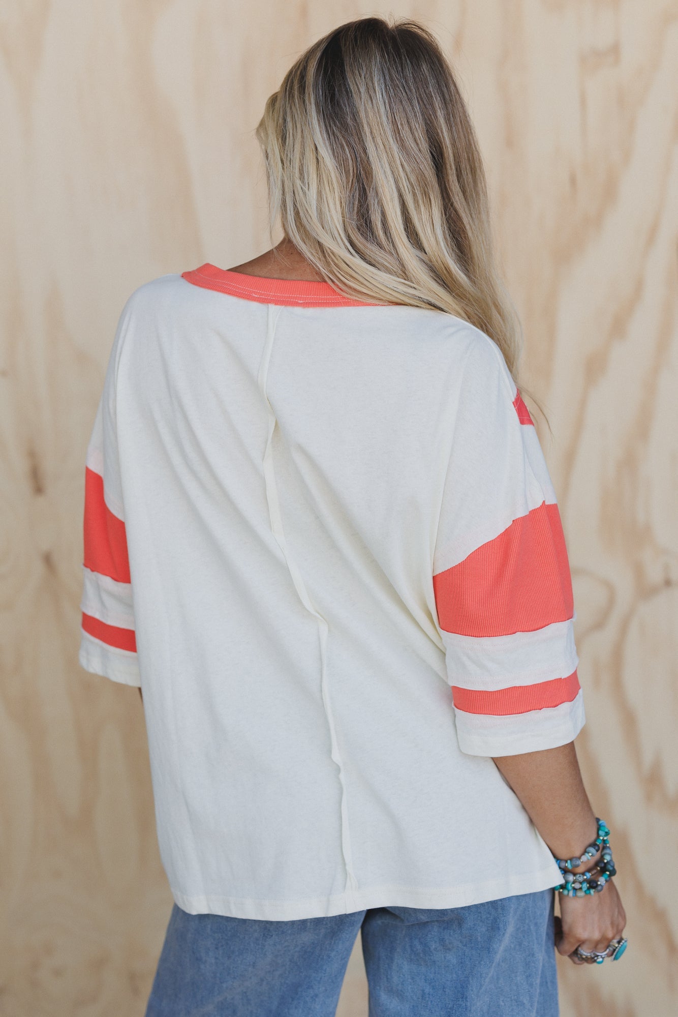 Celestial Drift Colorblock Patched Top - Ivory
