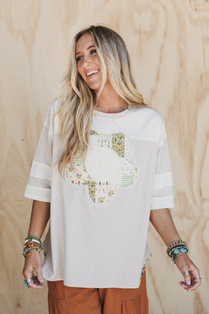 Sunwoven Daisy Patchwork Top - Mushroom