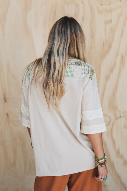 Sunwoven Daisy Patchwork Top - Mushroom