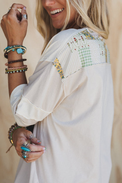 Sunwoven Daisy Patchwork Top - Mushroom