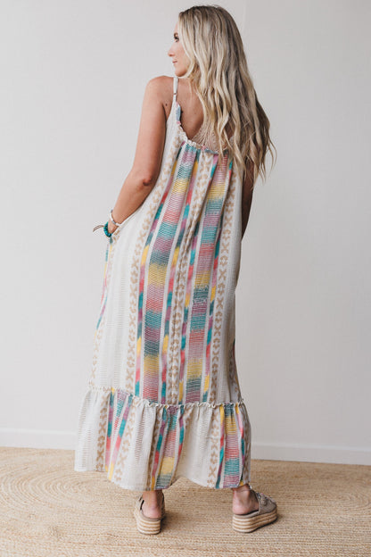 Goa Embroidered Maxi Dress - Cream Multi