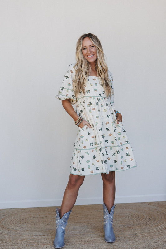 Cactus Skyline Dress - Cream