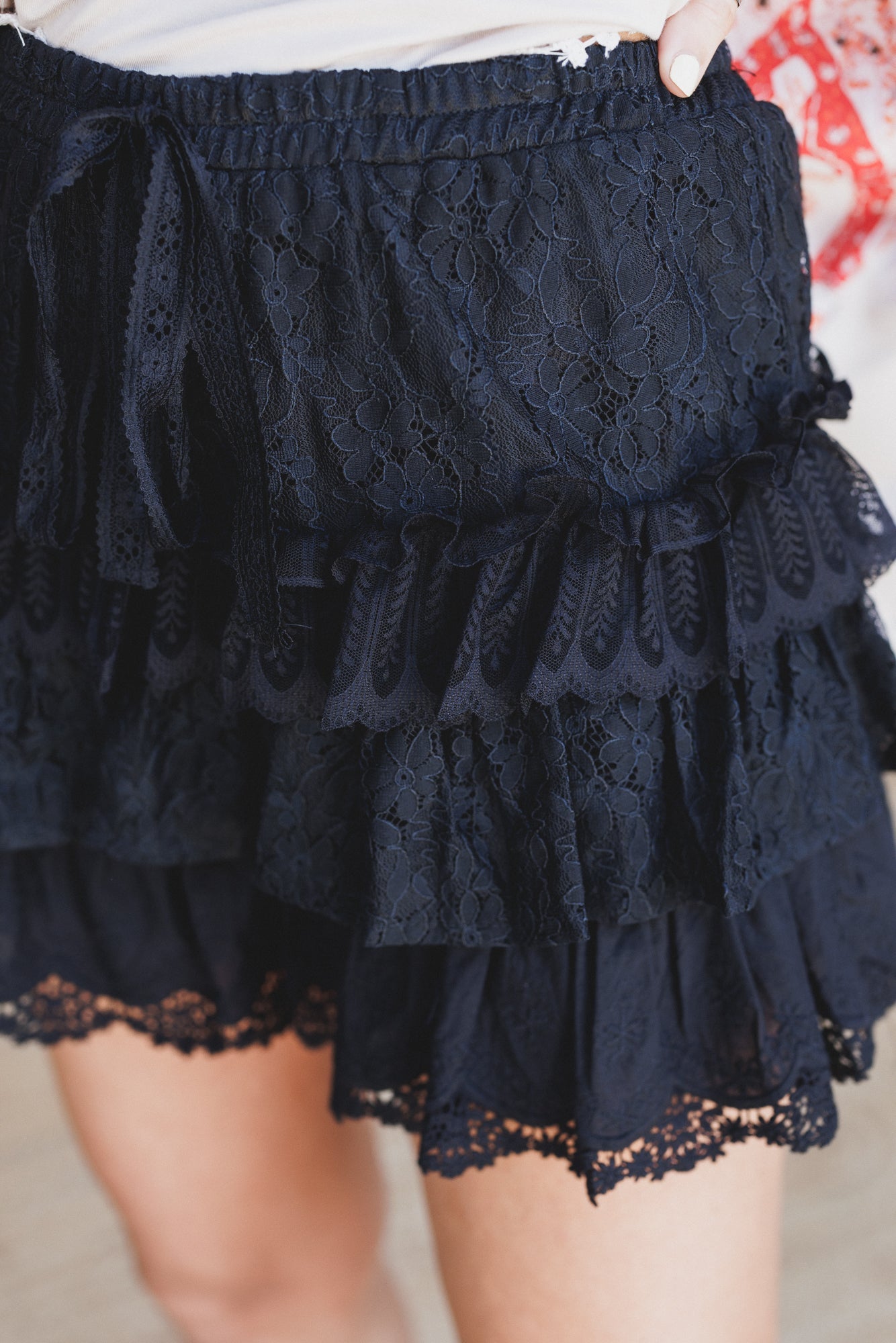 Antoinette Boho Ruffle Shorts - Black