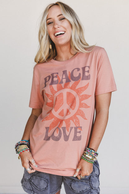 The Nest Peace and Love Graphic Tee - Terracotta