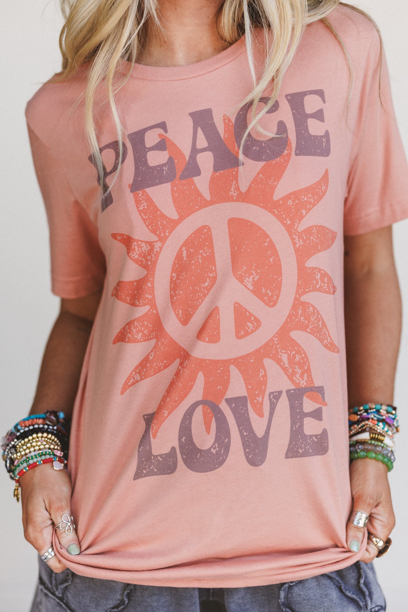 The Nest Peace and Love Graphic Tee - Terracotta