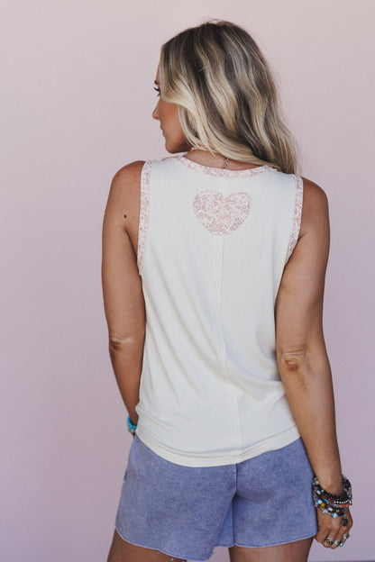 Soulful Heart Peace Patch Top - Cream