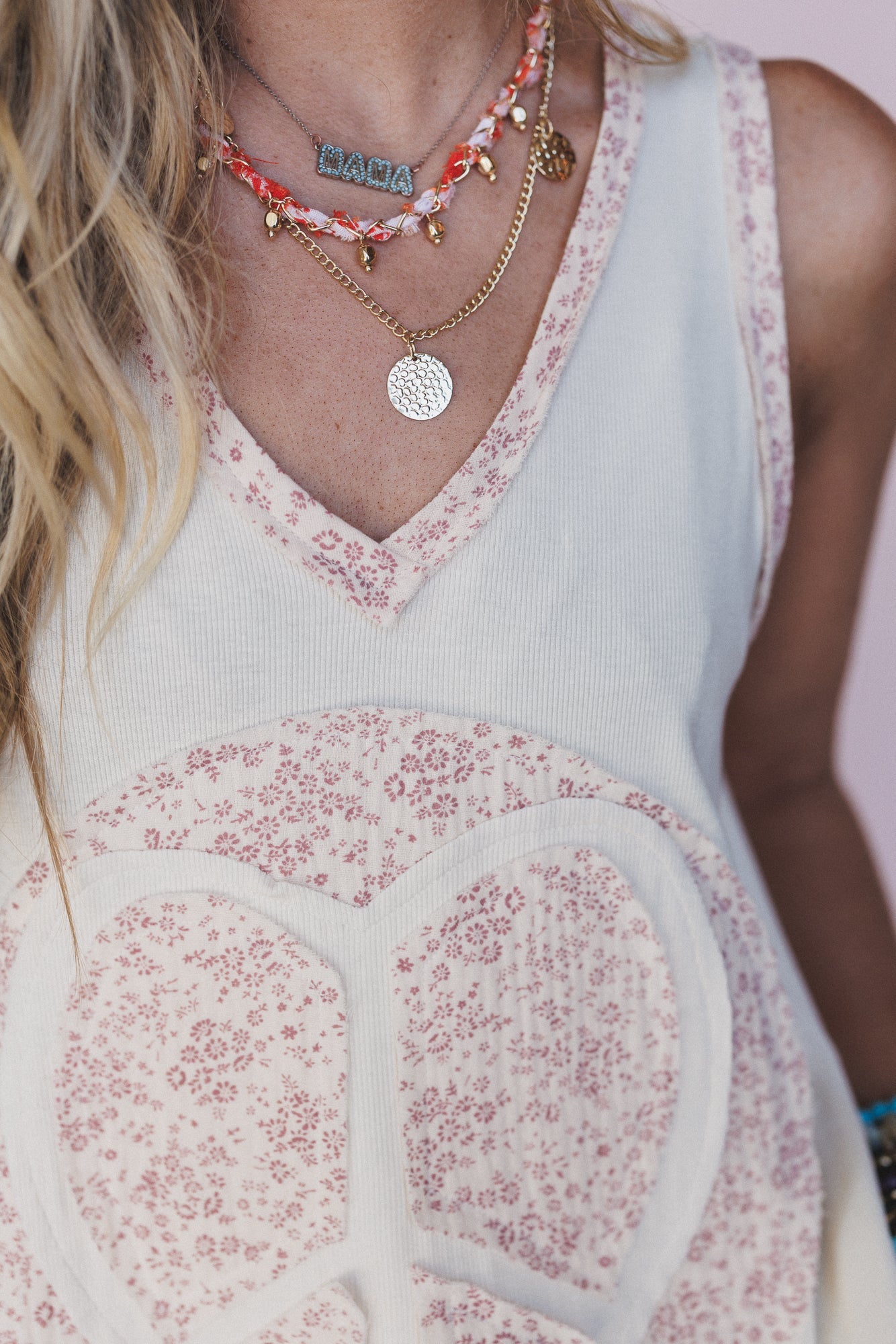 Soulful Heart Peace Patch Top - Cream