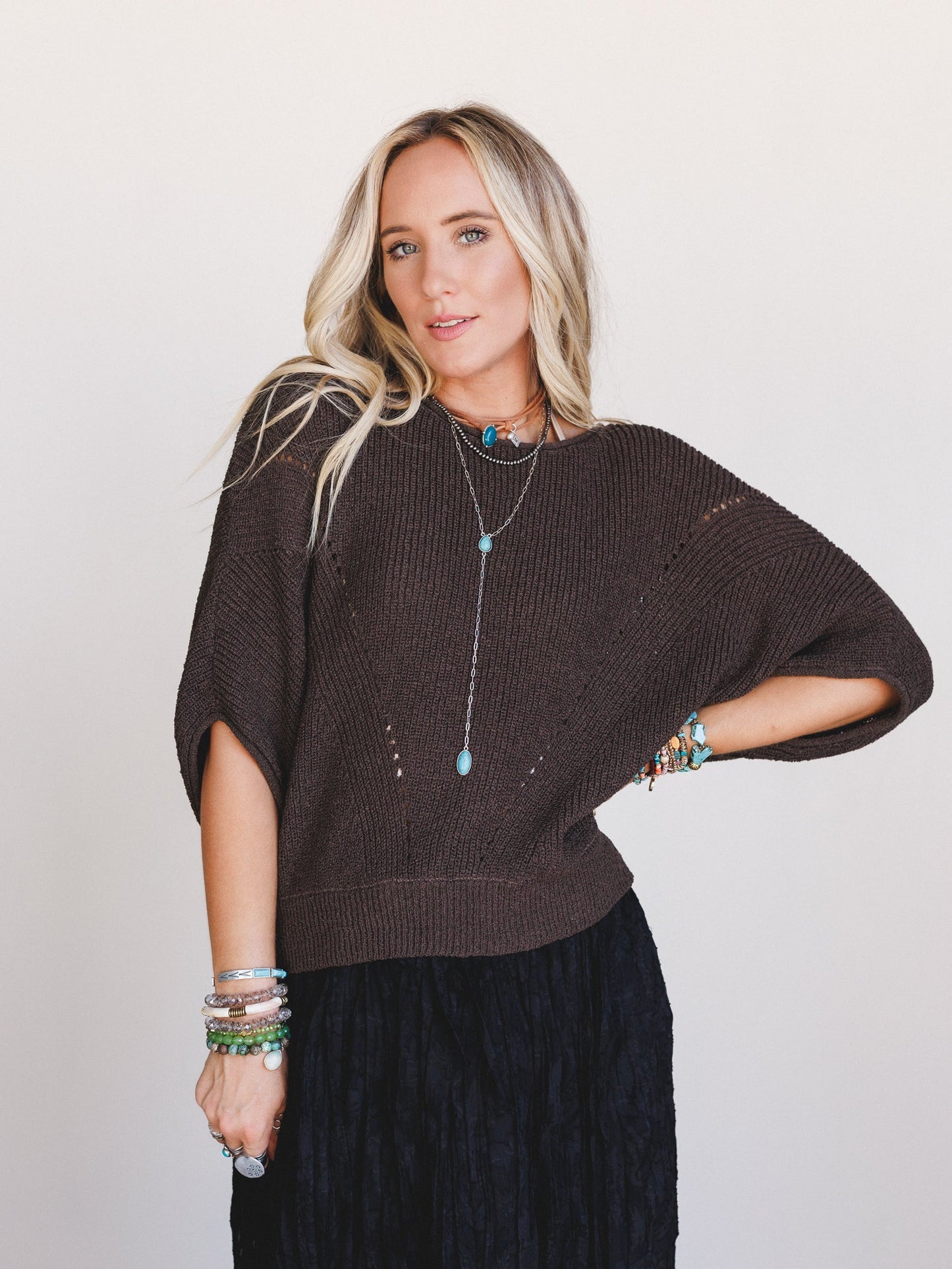 Somewhere Soft Sweater Top - Charcoal