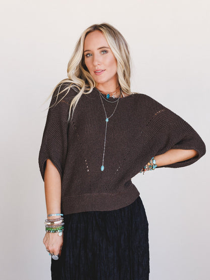 Somewhere Soft Sweater Top - Charcoal