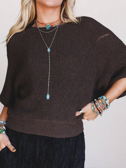 Somewhere Soft Sweater Top - Charcoal