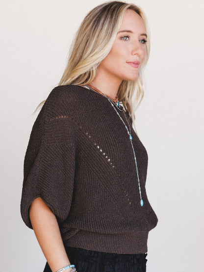 Somewhere Soft Sweater Top - Charcoal